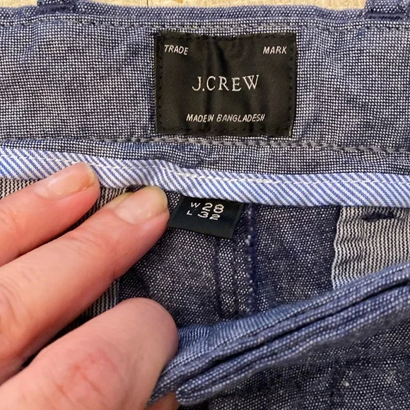 ⚓️ J.Crew NWOT Mens 484 Slim Chino Pants in Stretch Linen Blend Slub Cotton Blue